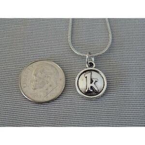 Initial K pendant on 18" Silver Plated Snake Chain Necklace NWOT